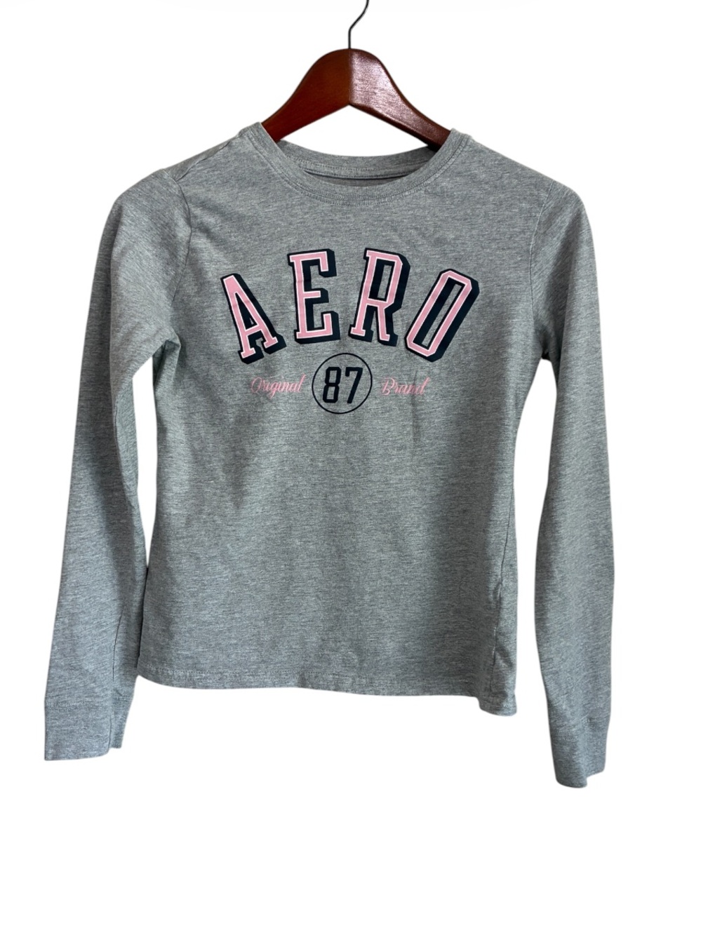 Aeropostale Women's Gray Graphic Long Sleeve Tee T-Shirt Size XS